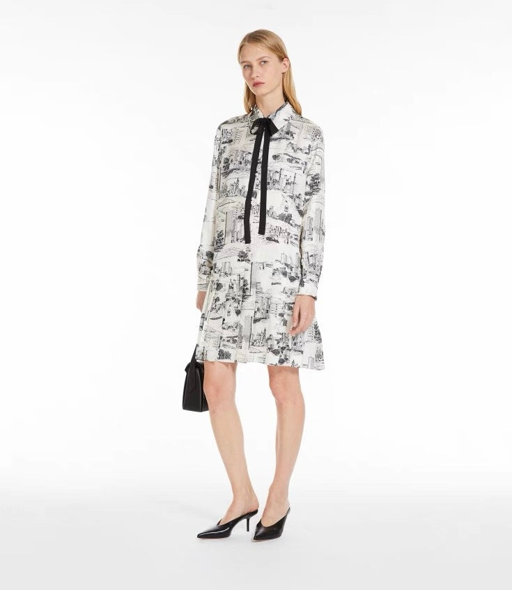 Silk Pleated Hem Dress