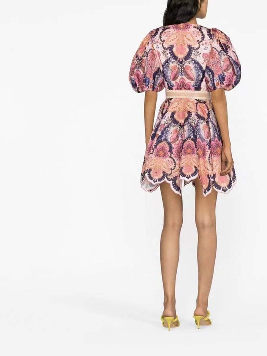 Linen "Laser-Cut' Hem Dress