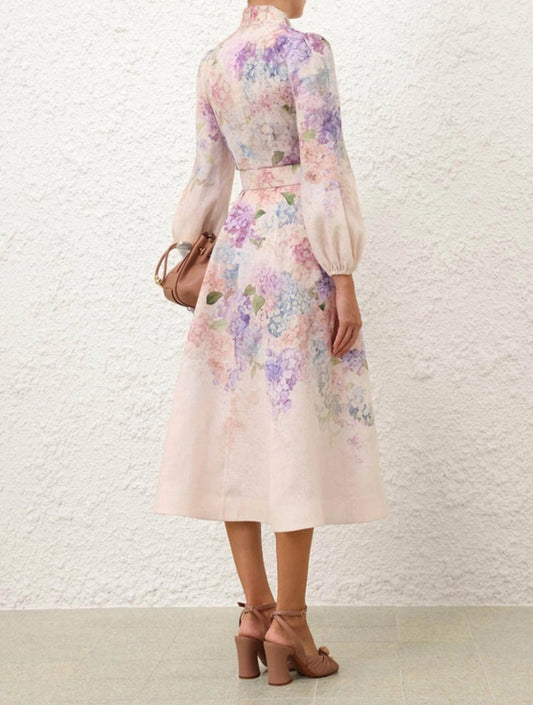 Linen Button-Down Midi Dress