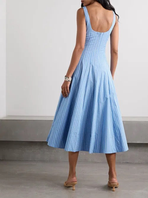 Cotton Striped Midi Dress