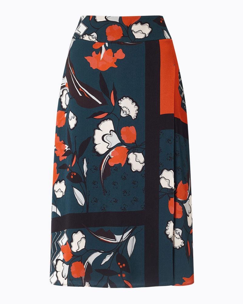 Silk Printed Midi Skirt