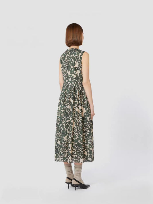 Cotton Olive Midi Dress