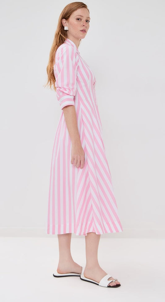 Cotton Stripe Shirt Dress