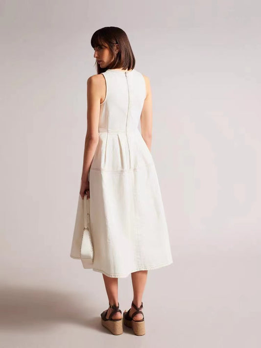 White Denim Midi Dress