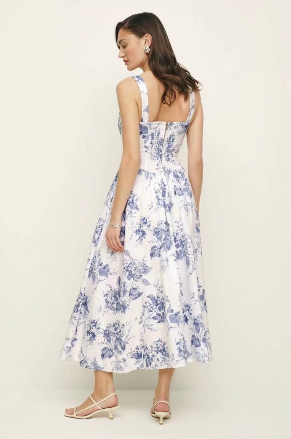 Linen Printed Midi Dress
