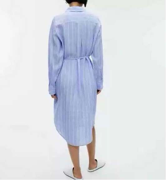 Linen Stripe Shirt Dress