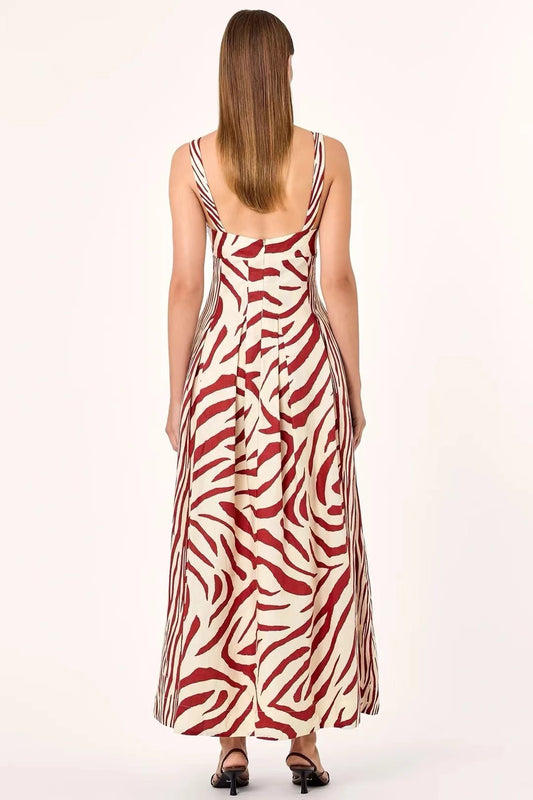 Linen Printed Midi Dress