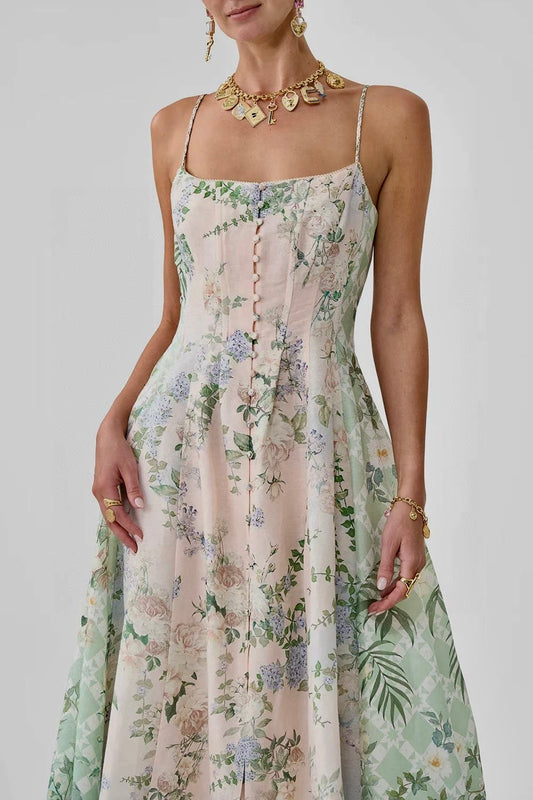 Silk Linen Corset Dress