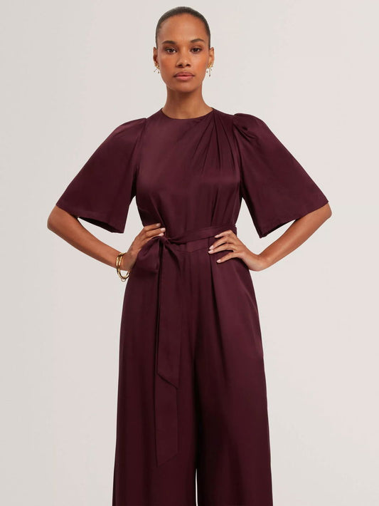Viscose Drape-Neck Jumpsuit