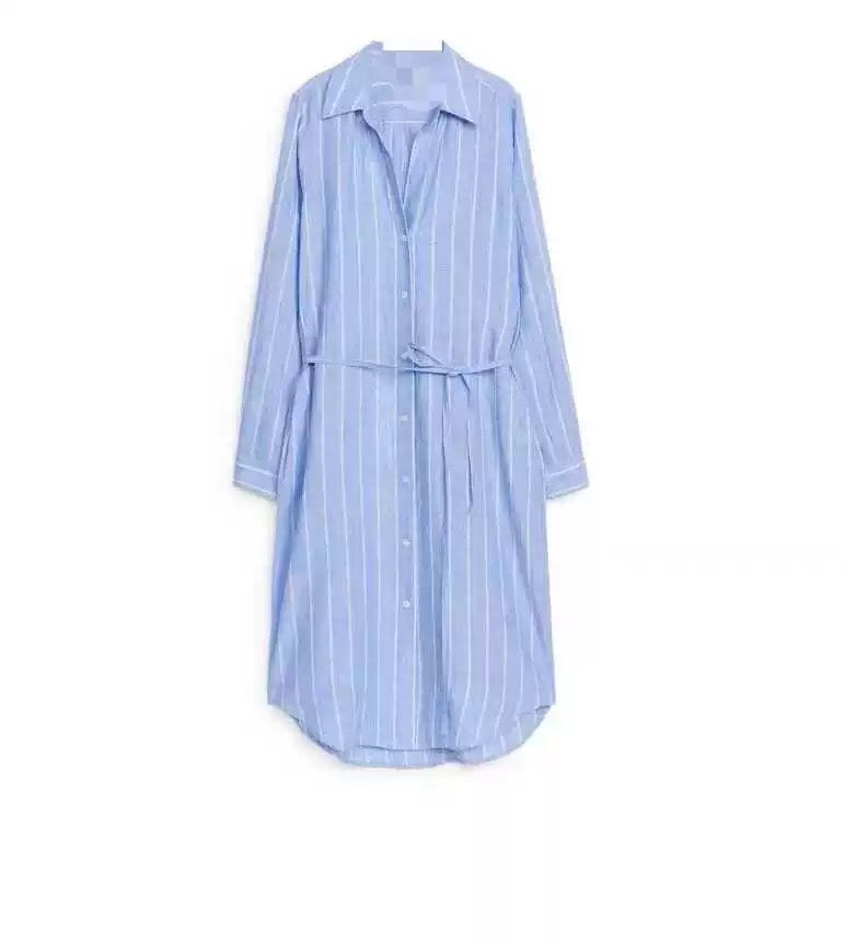 Linen Stripe Shirt Dress