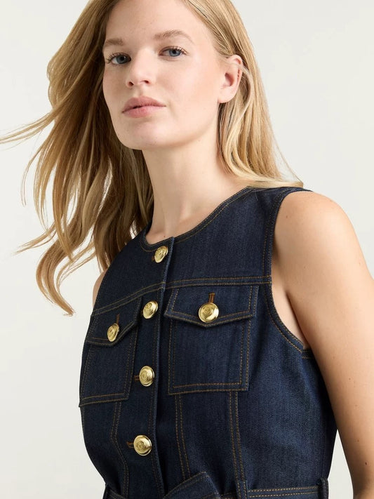 Belted Denim Vest