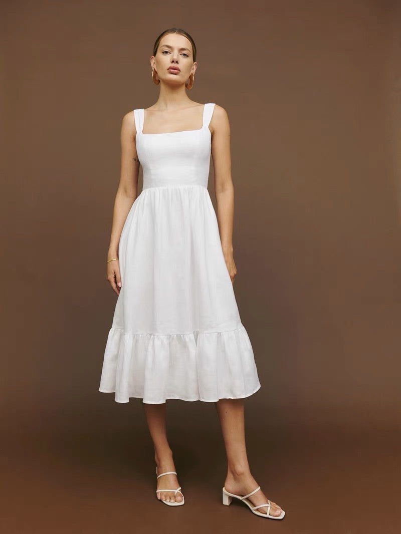 Linen White Summer Dress