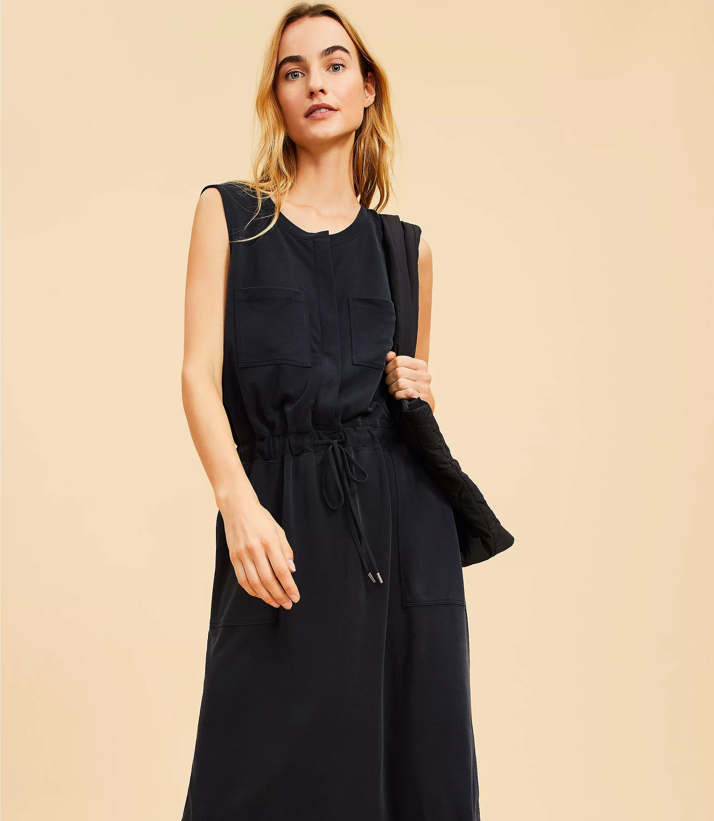 Knitted Tie-Waist Midi Dress