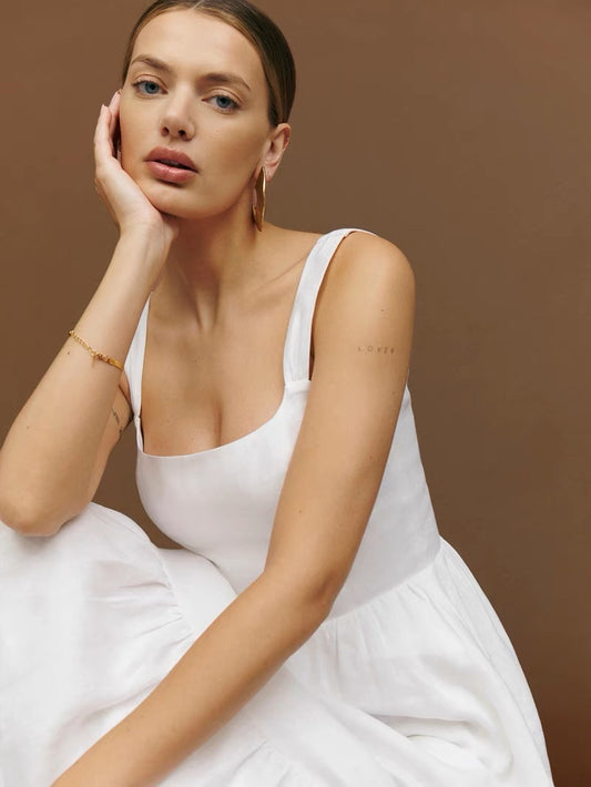 Linen White Summer Dress