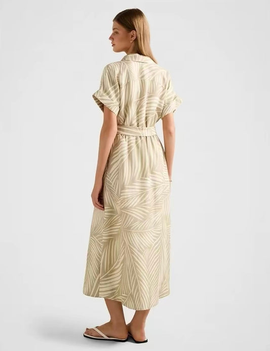 Linen 'Fern' Midi Dress