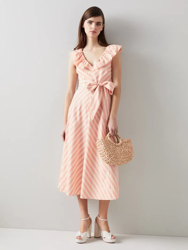 Stripe Cotton Midi Dress