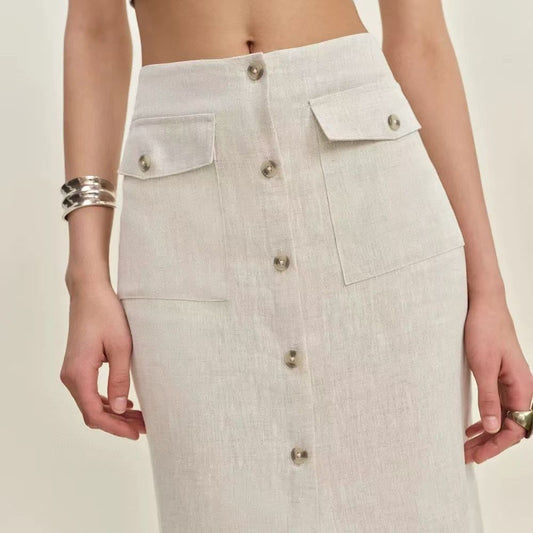 Linen Midi Skirt