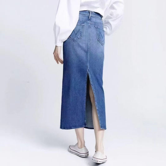 Spandex Midi Jeans Skirt