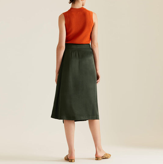 Silk Overlap Midi Dress