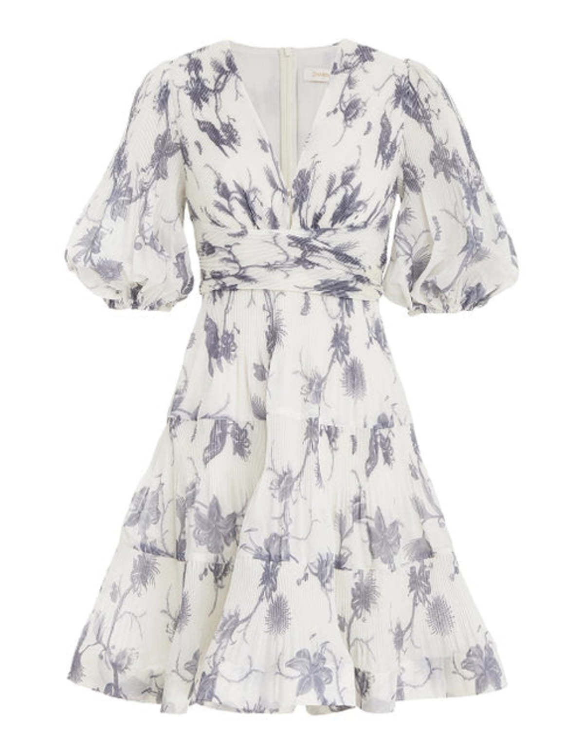 Pleated Floral-Print Dress