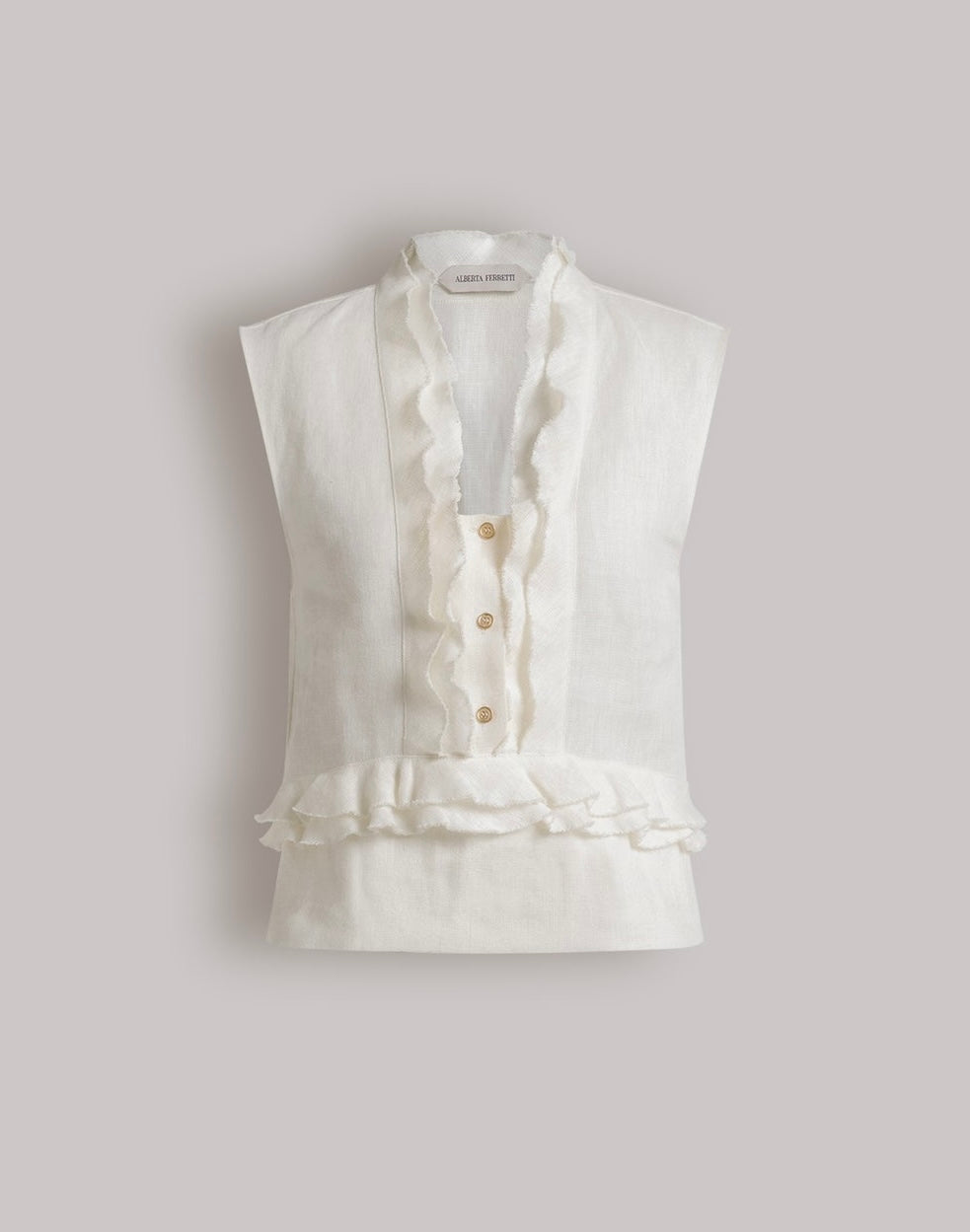 Linen Ruffle Top