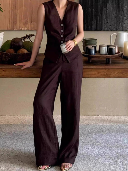 Cotton MIxed Vest+Pants Set