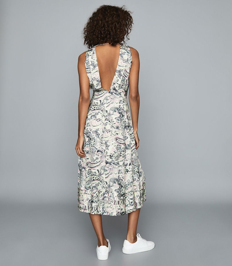 Silk Deep-V Midi Dress