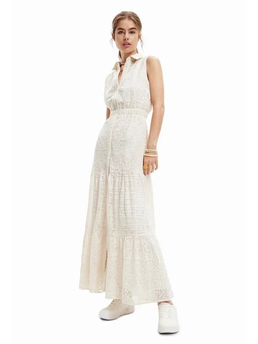 Embroidery Shirt Maxi Dress