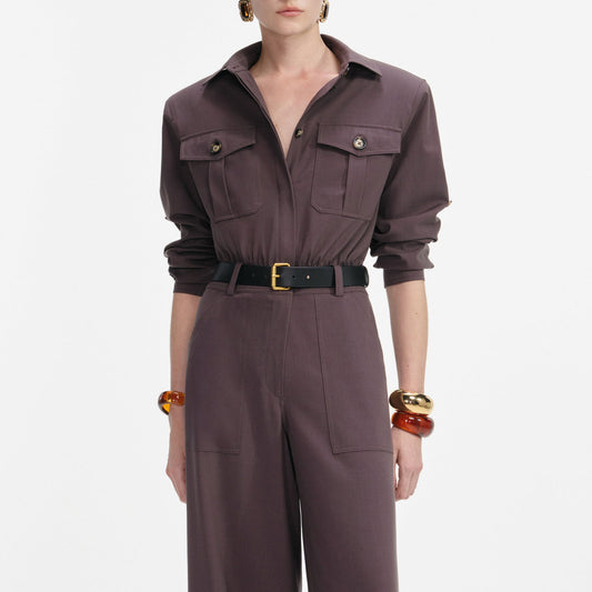 Brown Twill Jumpsuit