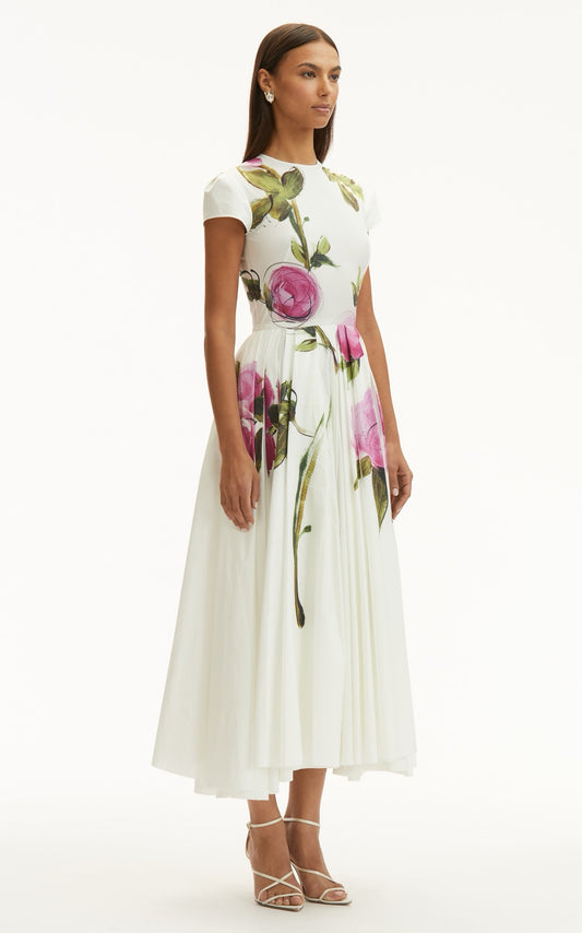 Cotton Printed Midi Dress