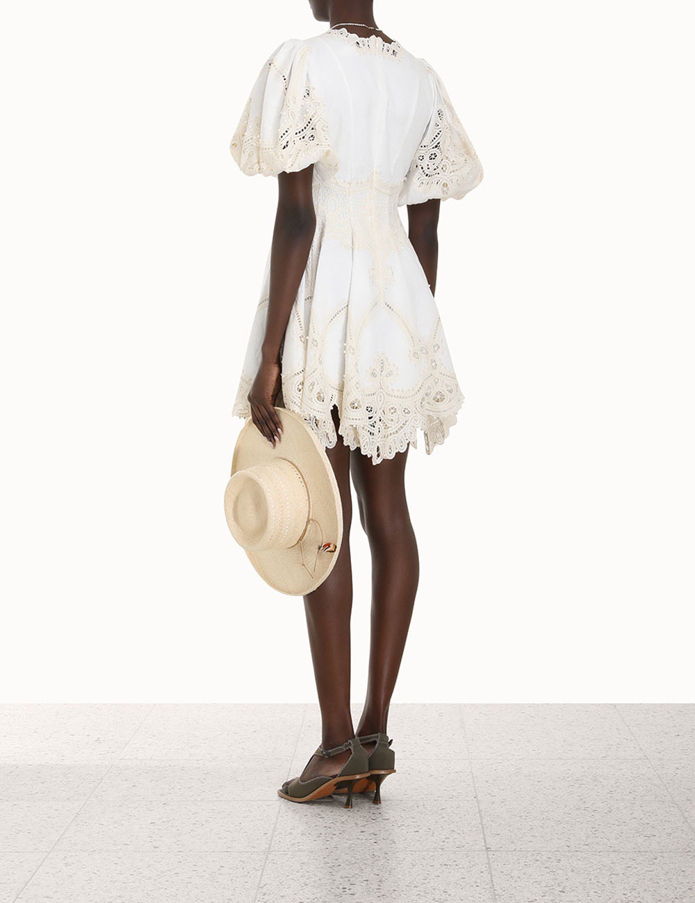 Lace Trimmed Linen Dress