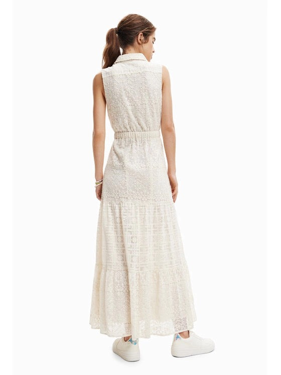 Embroidery Shirt Maxi Dress