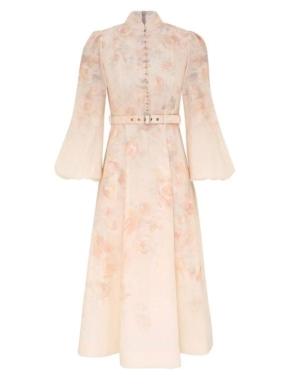 Linen Buttoned Midi Dress