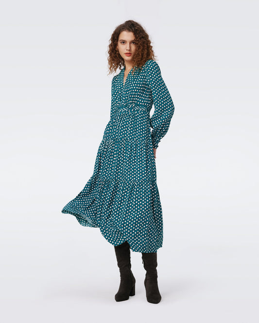 Viscose Tiered Fitted Waist Dress
