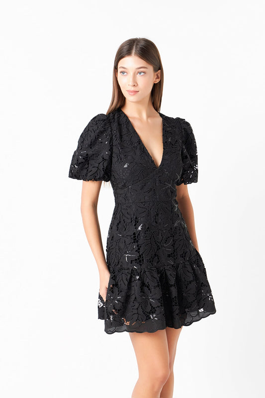 Sequins Lace Mini Dress