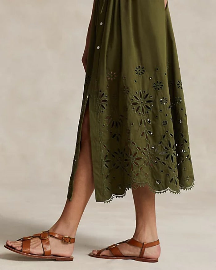 Eyelet Hem Shirt Dress