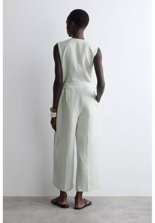 Linen Wrap Front Jumpsuit