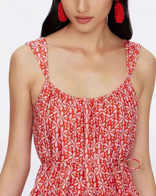 Cotton Silk Layered Skirt Dress