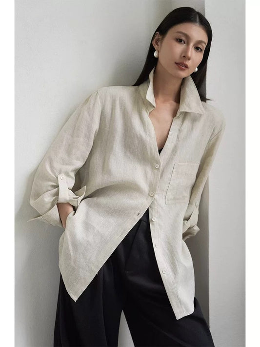 Linen Fold-Sleeve Shirt