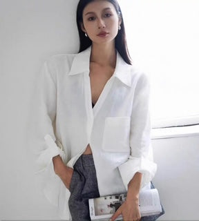 Linen Fold-Sleeve Shirt