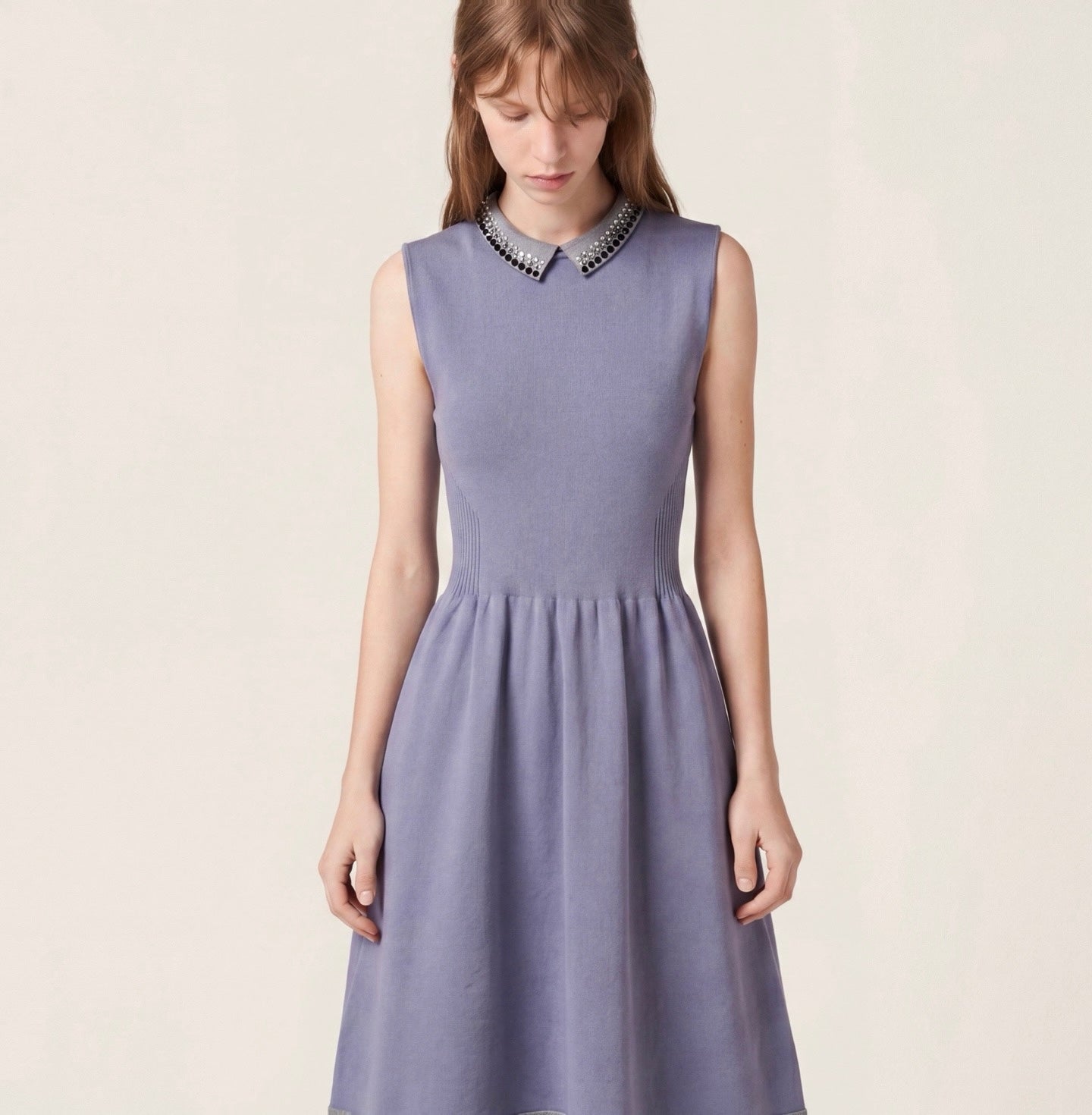Knitted Detachable Collar Dress