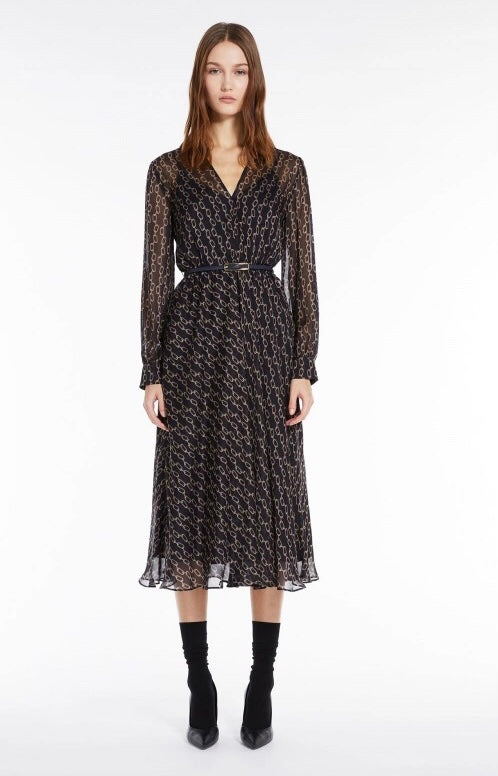 Chain Silk Midi Dress