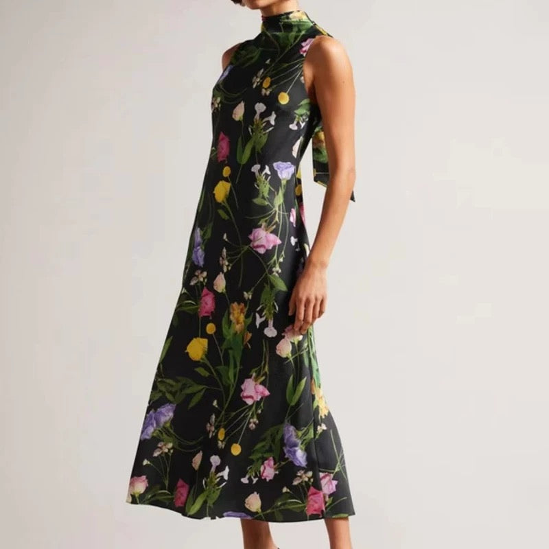 TIe-Neck Midi Dress