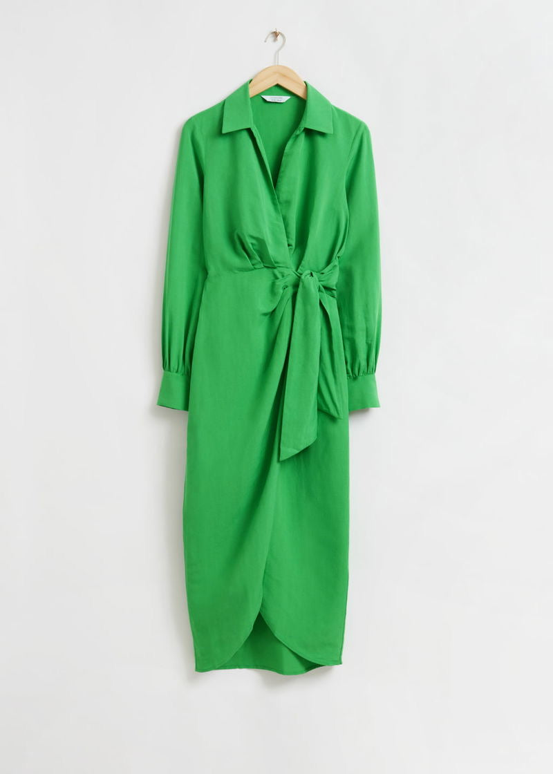 Linen Wrap Midi Dress