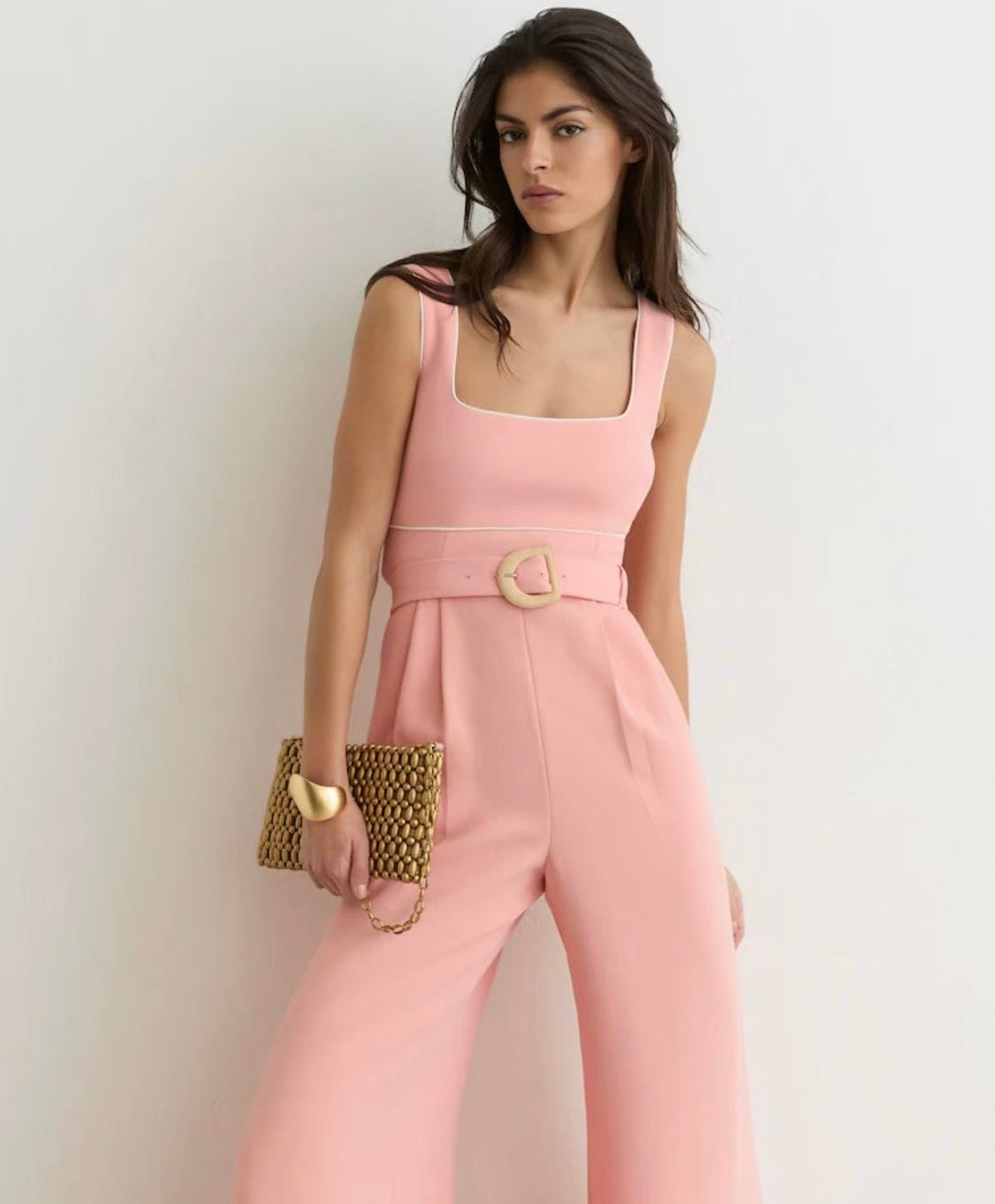 Wide-Leg Belted Jumpuit