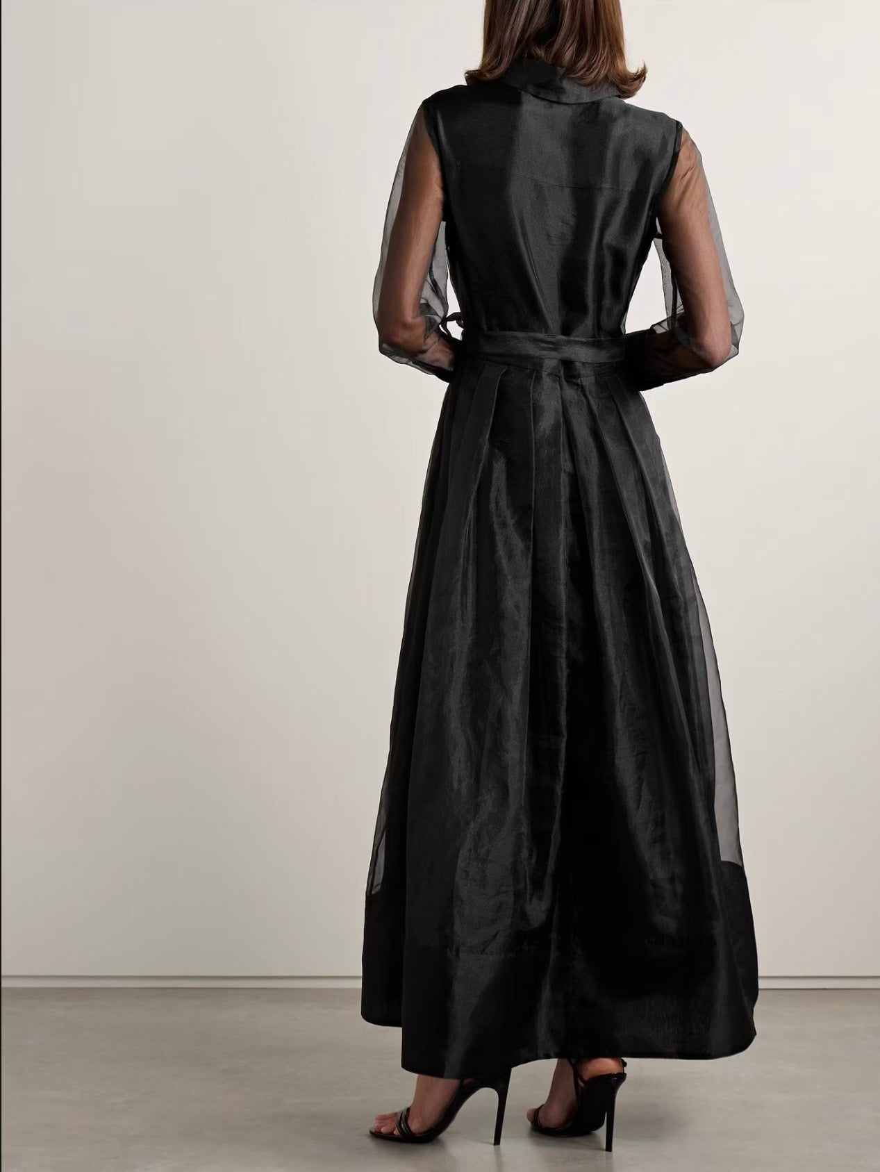 Organza Belted Midi Dress