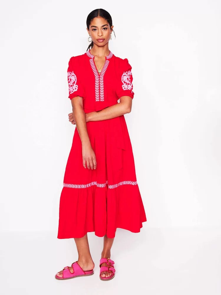 Cotton Jersey Embroidery Dress