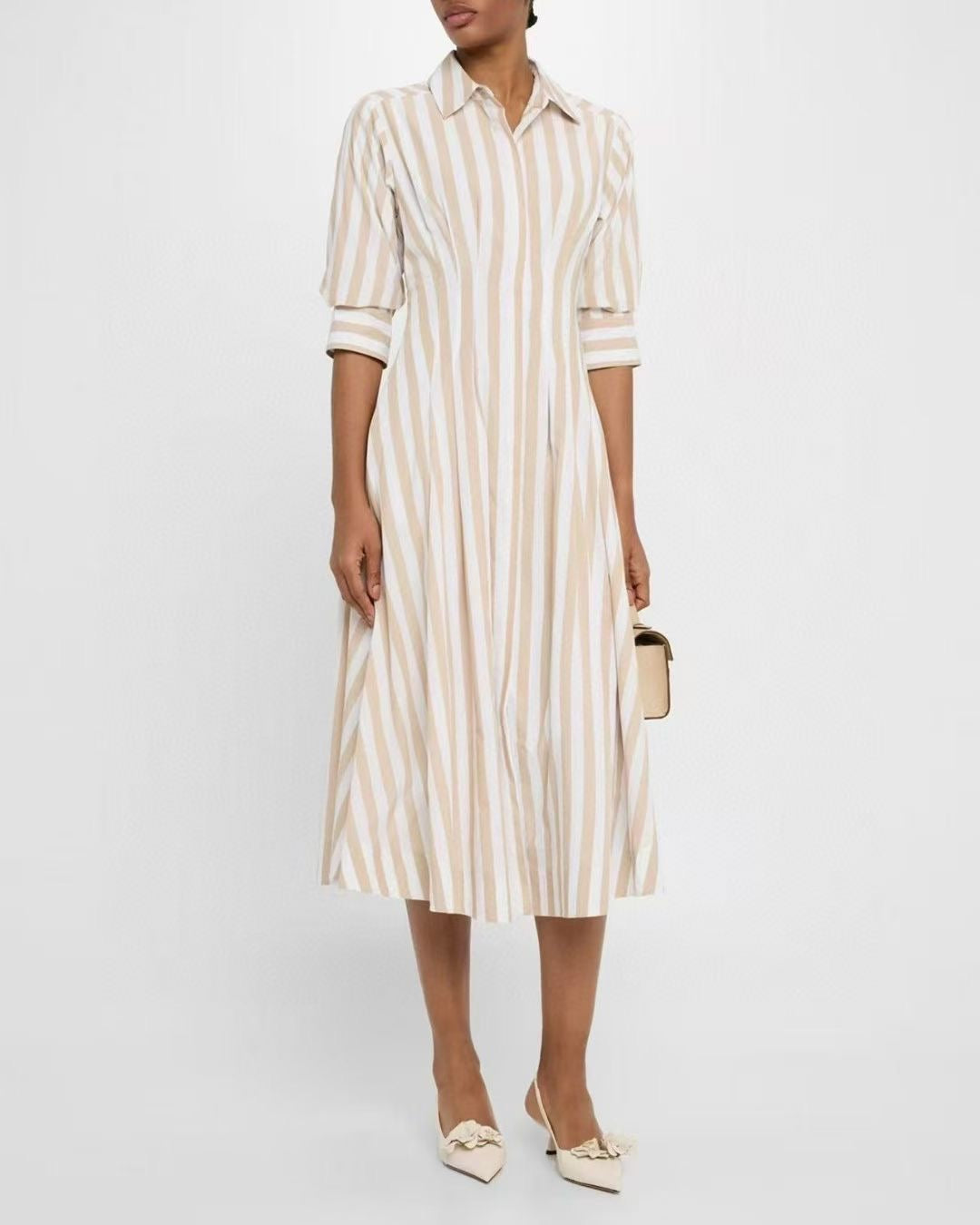 Cotton Stripe Shirt Dress