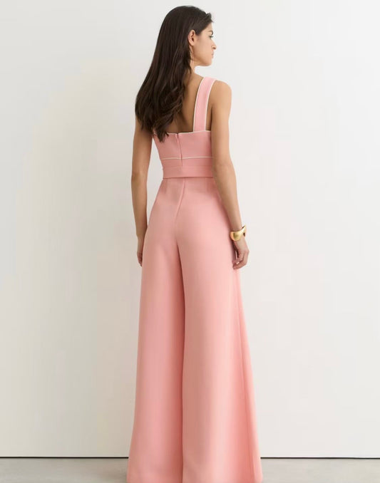 Wide-Leg Belted Jumpuit