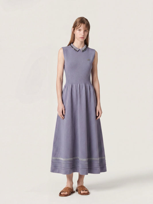 Knitted Detachable Collar Dress